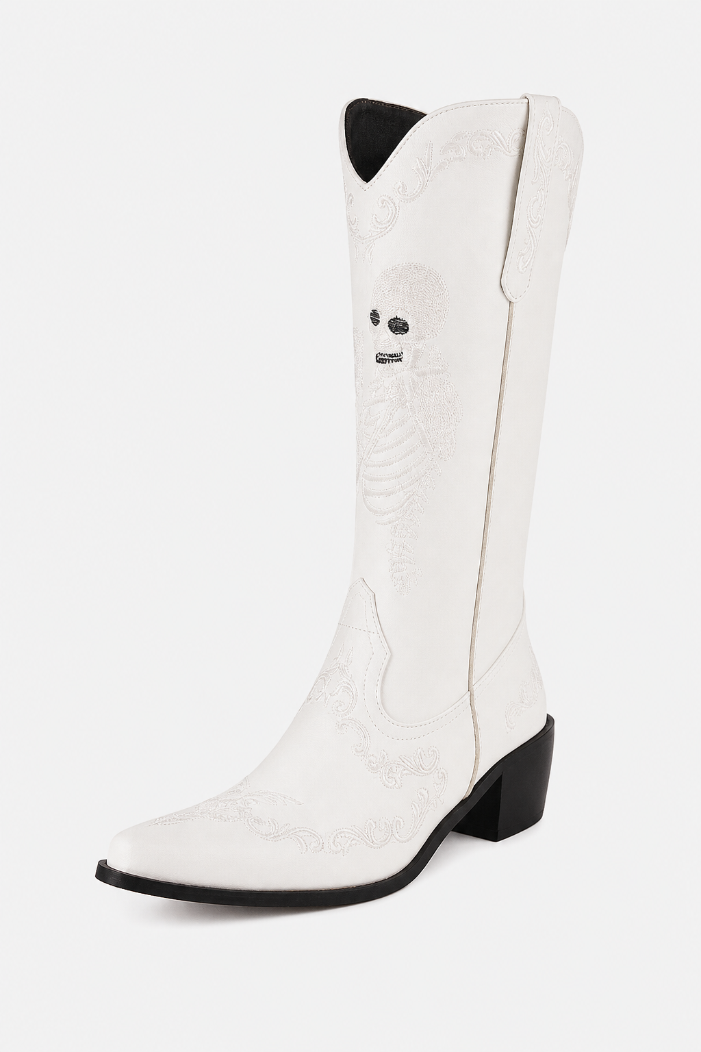 Bottes Santiags Blanches à Broderie Squelette – Image 5