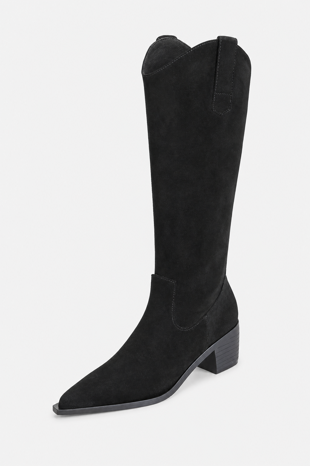 Bottes Santiags Hautes en Daim Noir à Bout Pointu – Image 5