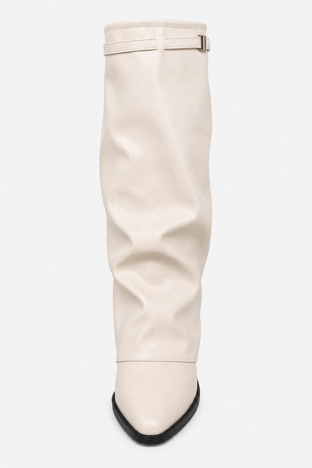 Bottes Mi-Mollet Tombantes en Similicuir Crème – Image 4