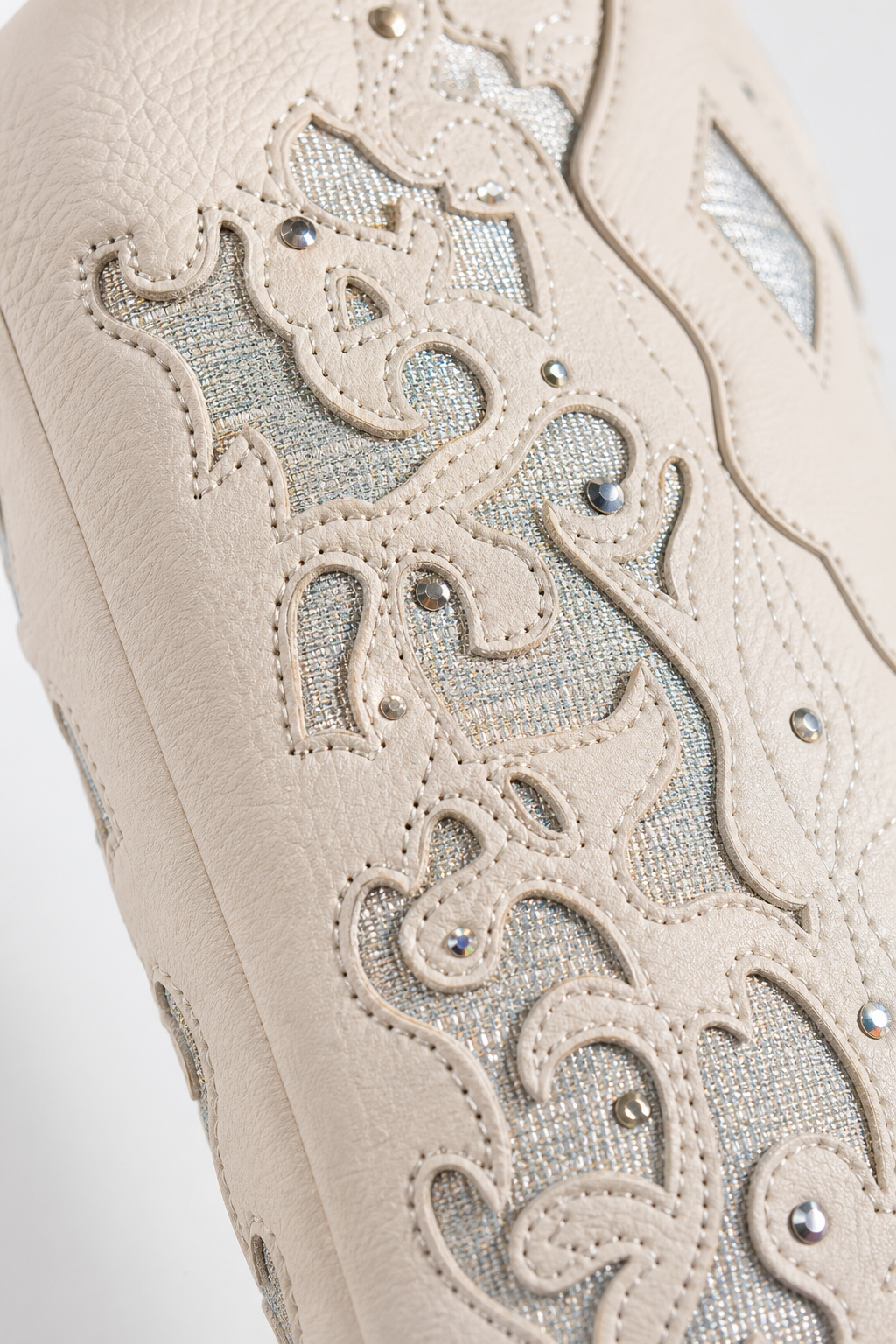 Bottes Western Crème à Broderies Argentées Brillantes – Image 6