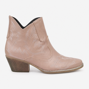 Bottes Santiags Rose Poudré à Broderies Western