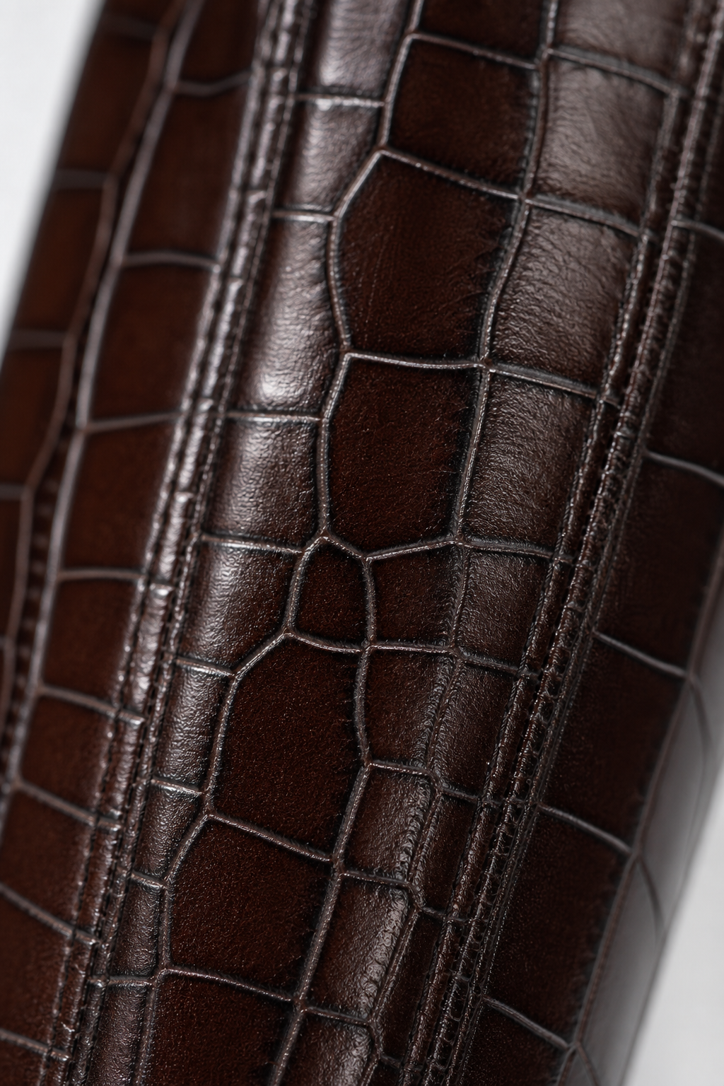 Bottes Hautes Façon Croco Marron et Talon Biseauté – Image 6