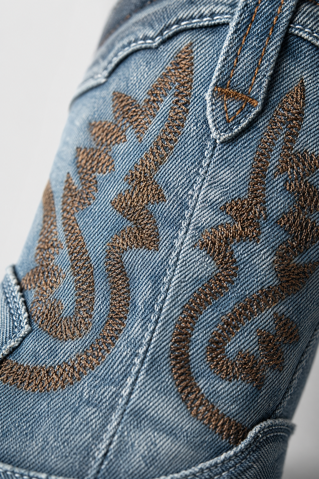 Bottines Santiags en Jean Délavé Brodées – Image 6