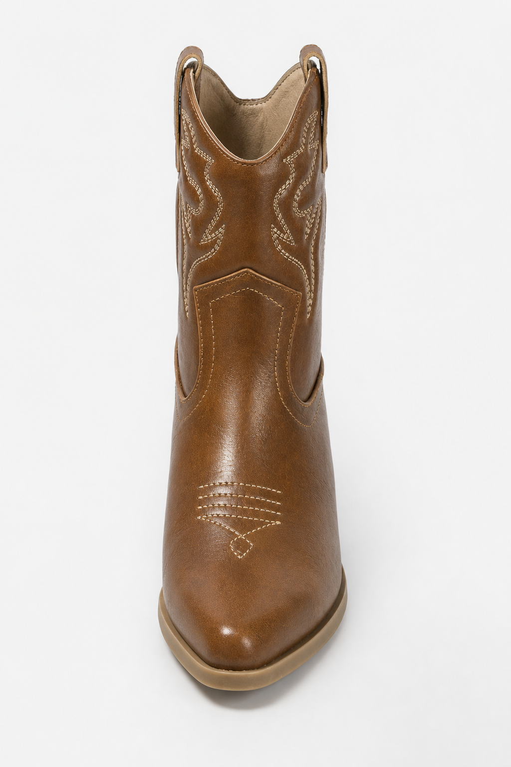 Bottes Santiags Cognac en Similicuir à Broderies – Image 4