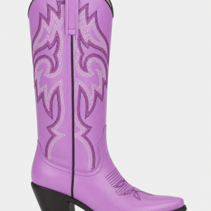Bottes Santiags Lilas à Motifs Brodés