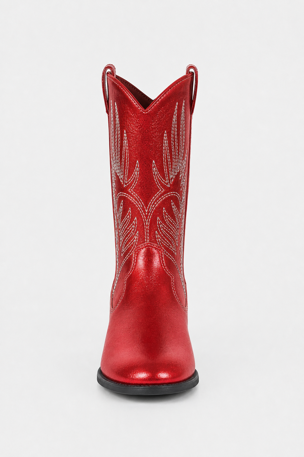 Bottes Santiags Rouge Métallisé avec Broderies Ailées – Image 4