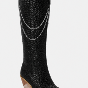 Bottes Santiags Noires Effet Croco avec Chaînes