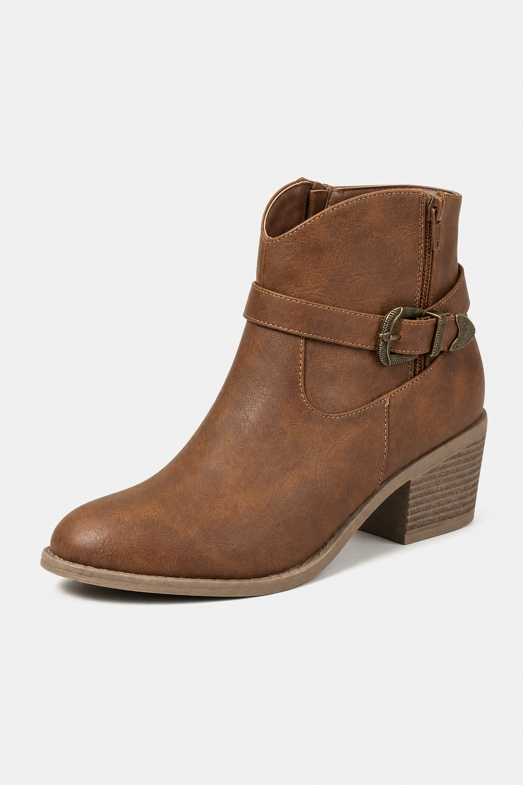 Bottines en Similicuir Marron Style Western à Boucle – Image 5