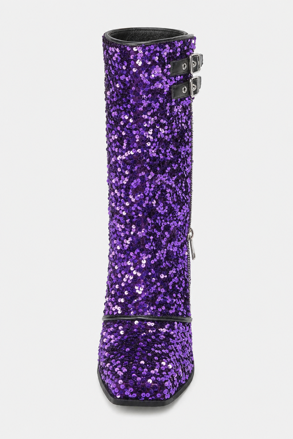 Santiags à Paillettes Violettes avec Boucles et Zips – Image 4