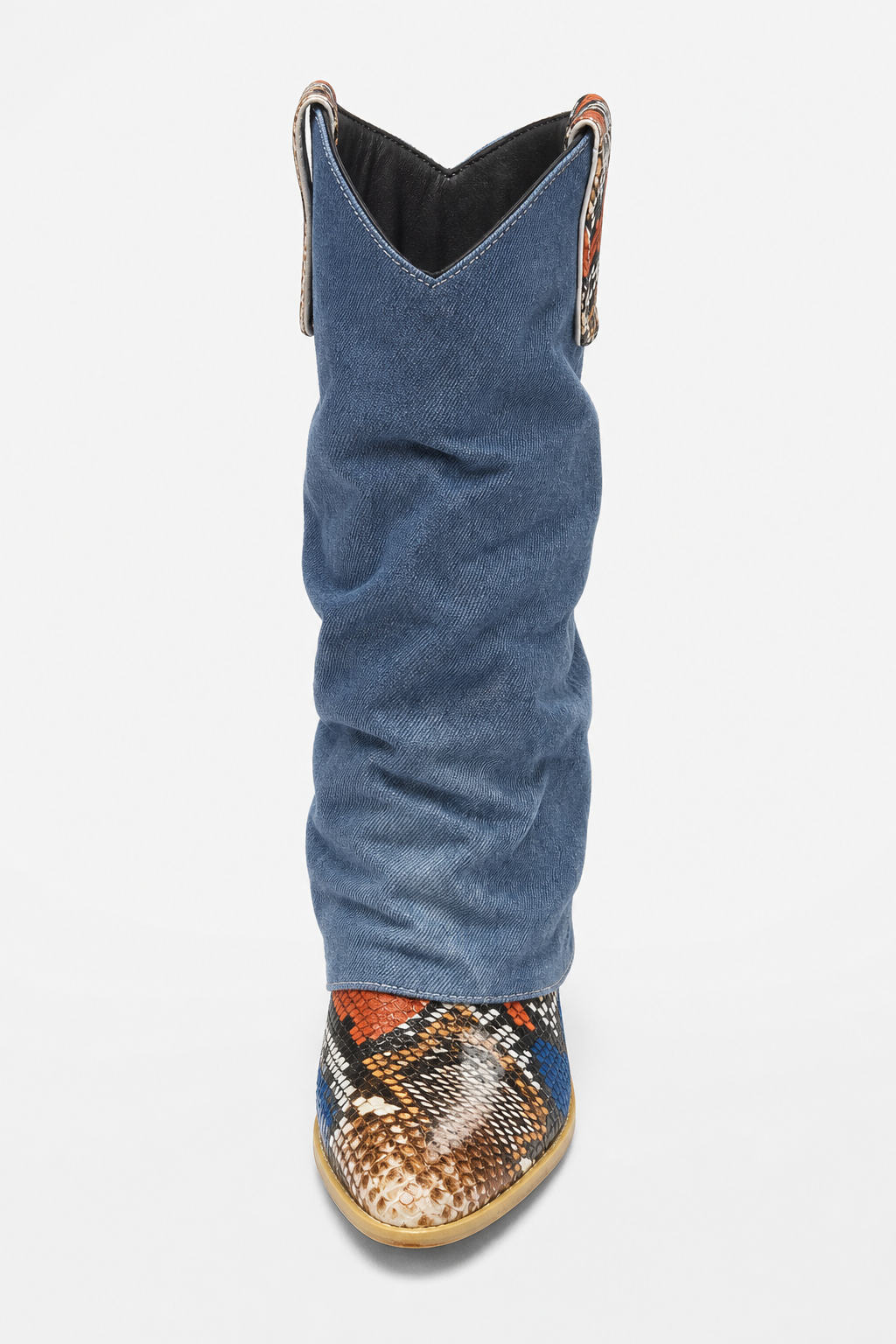 Bottes Santiags en Jean Froissé à Motif Serpent – Image 4