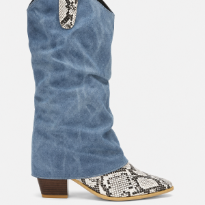 Bottes Santiags Jean Froissées à Imprimé Serpent