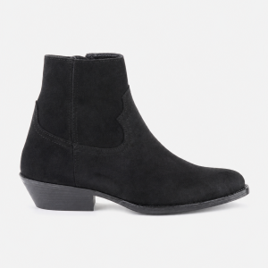 Bottines Santiags en Daim Noir à Talon Cubain