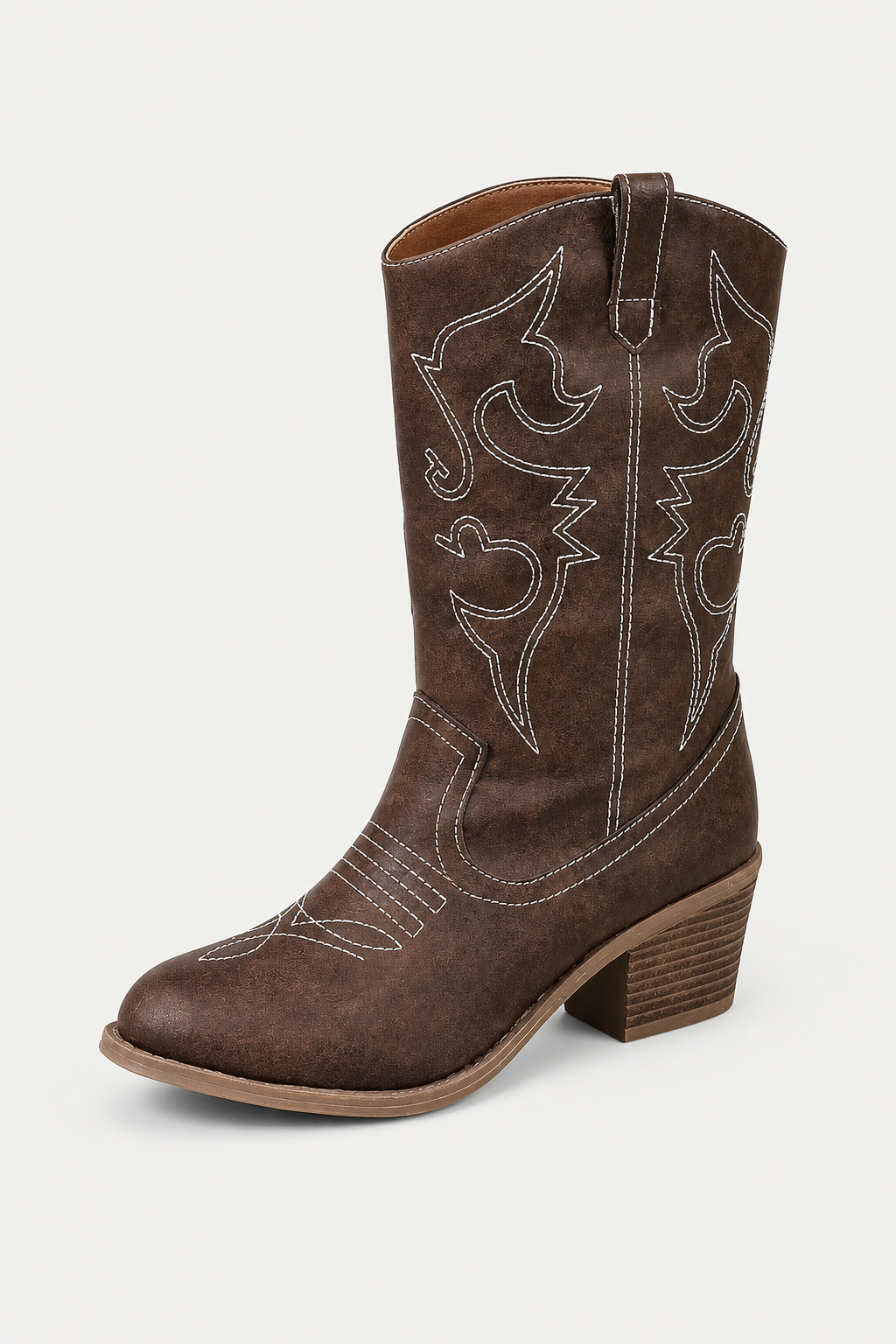 Bottes Santiags en Similicuir Marron à Broderie Western – Image 5