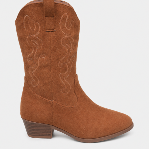 Bottes Santiags en Effet Daim Camel Brodées