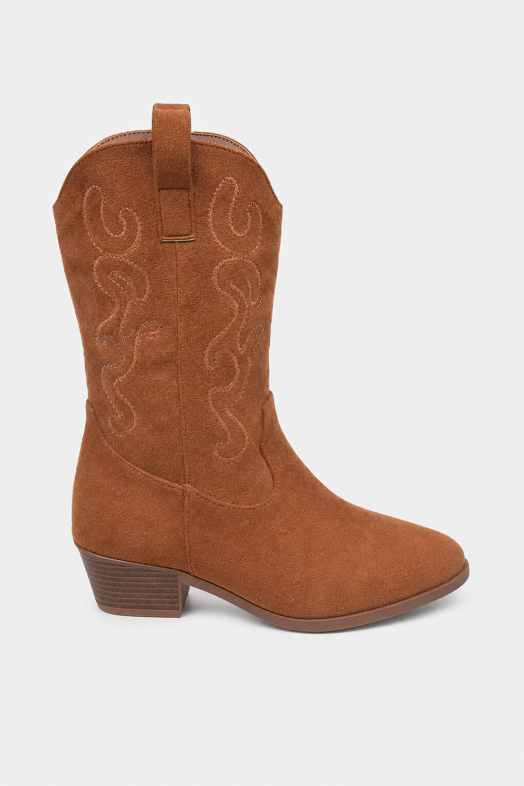 Bottes Santiags en Effet Daim Camel Brodées