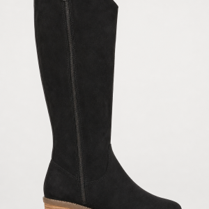 Bottes Santiags Hautes en Effet Daim Noir Brodé