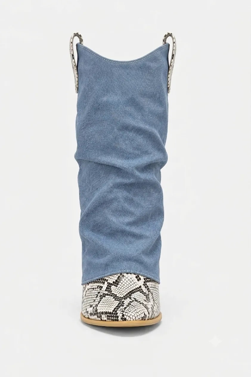 Bottes Santiags Jean Froissées à Imprimé Serpent – Image 4