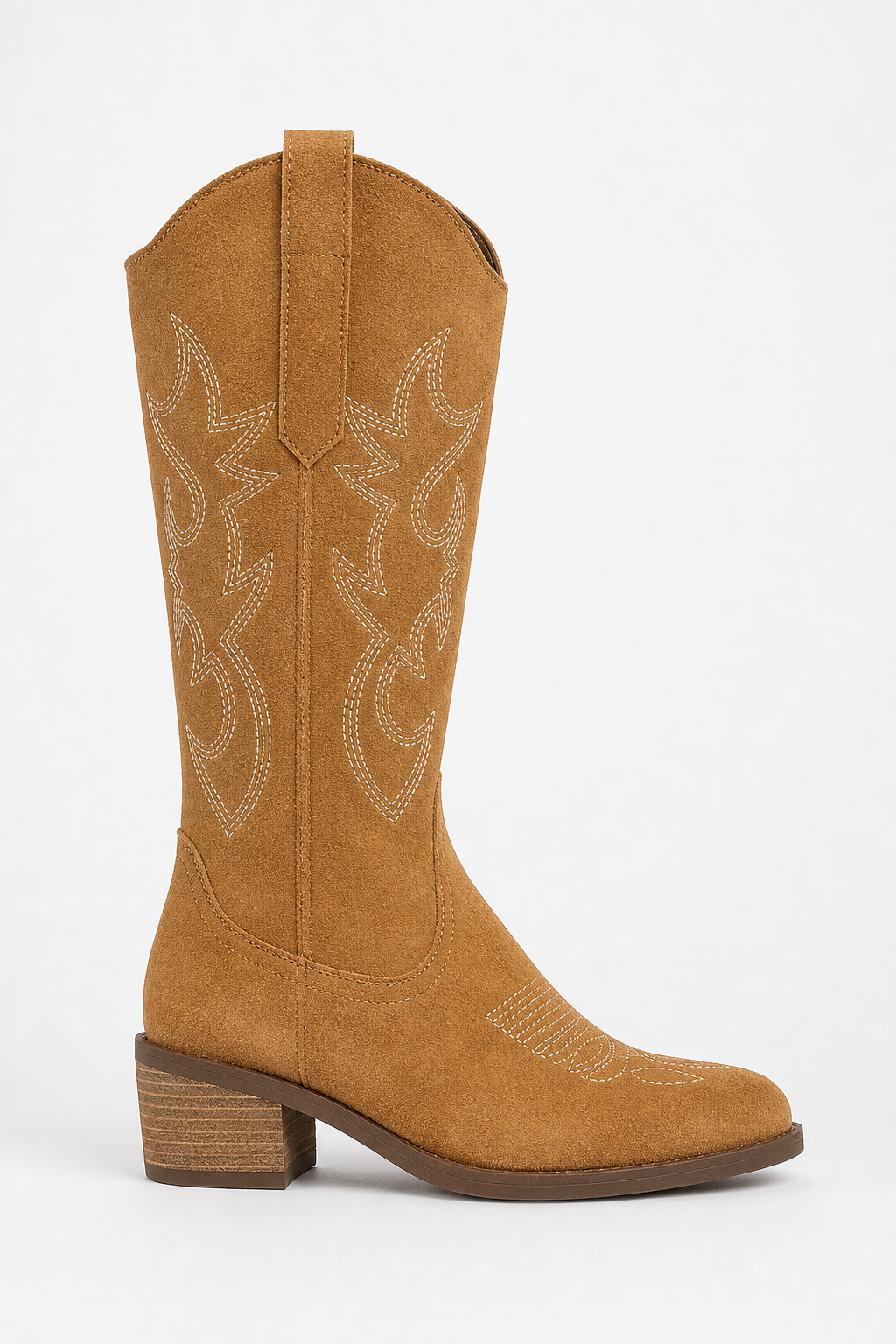 Bottes Santiags en Effet Daim Camel à Broderies Western