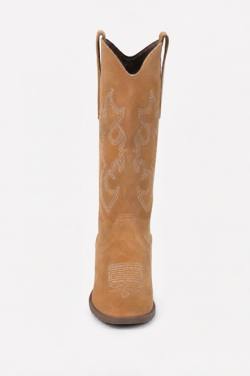 Bottes Santiags en Effet Daim Camel à Broderies Western – Image 4